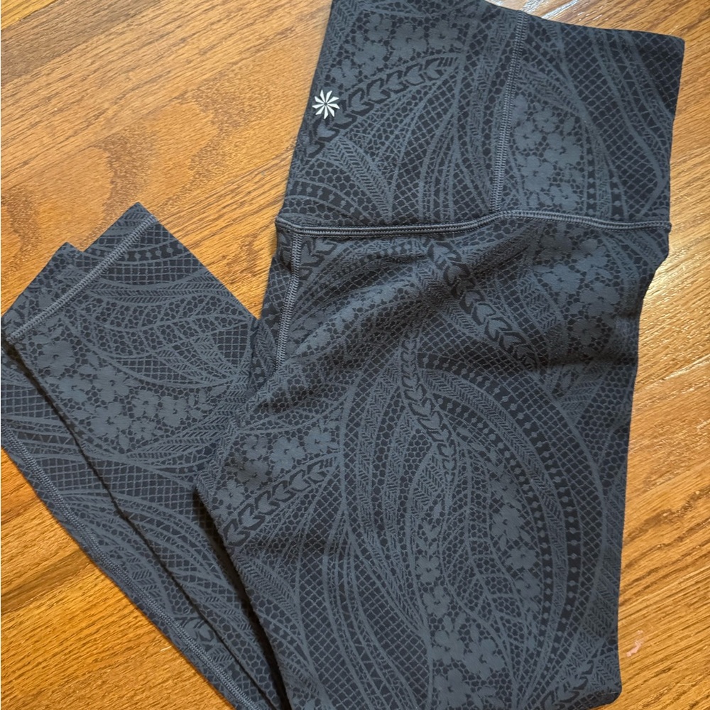 Athleta Elation Black & Charcoal Textured Leggings/tights